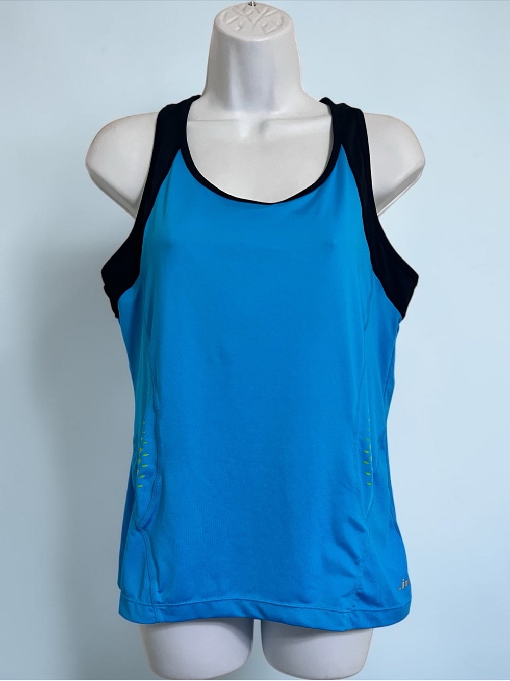 SPEED DRI BLUE BLACK GREEN RACERBACK W/SPORTS BRA LIKE TANK TOP